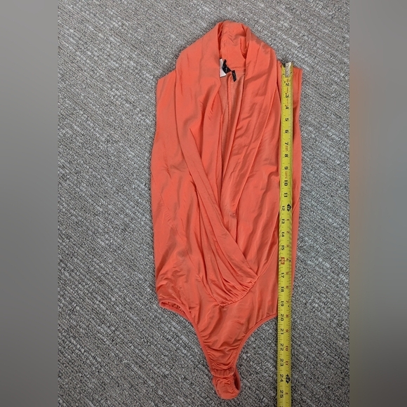 Marciano Vibrant Orange Draped Blouse Bodysuit - Picture 6 of 9
